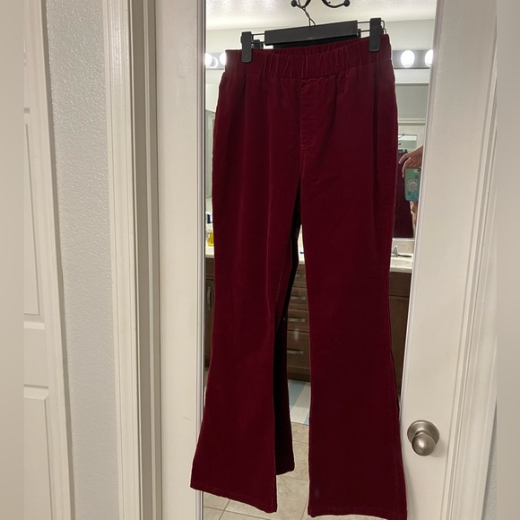 Burgundy soft corduroy stretch with flare - Picture 4 of 6